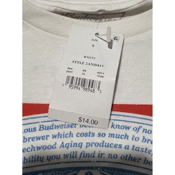 Men's Short Sleeve T- Shirt Budweiser Size S White Bud Logo Anheuser Busch - Picture 2 of 6